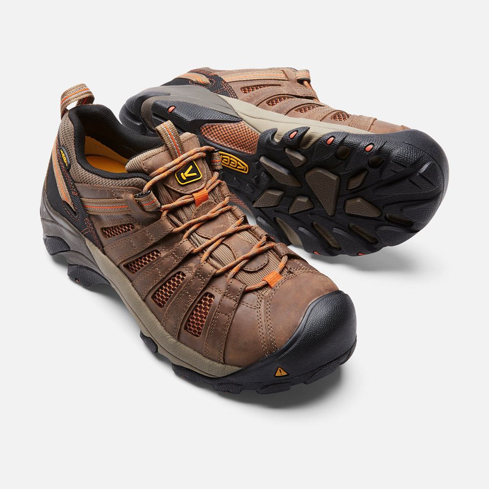 Zapatos de Trabajo Keen Mexico Marrom/Negros - Hombre Flint Bajos (Steel Toe) - YS3824957